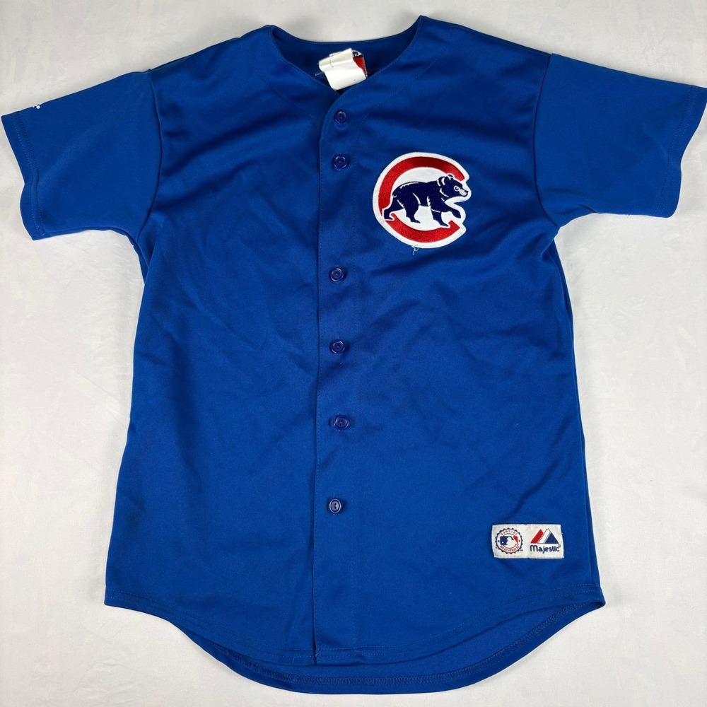 Vintage Majestic Chicago Cubs Jersey Blue Made USA Mens Size Large Button SOTO18